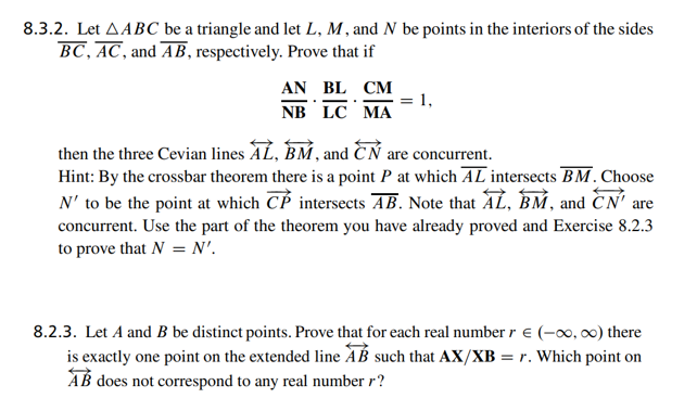 Solved 8.3.2. ﻿Let ????ABC ﻿be a triangle and let L,M, ﻿and | Chegg.com