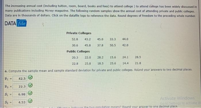 Solved The Increasing Annual Cost (including Tuition, Room, | Chegg.com