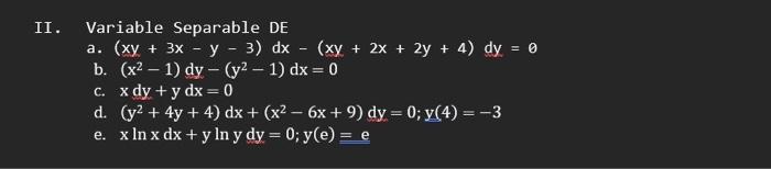 Solved Variable Separable DE a. | Chegg.com
