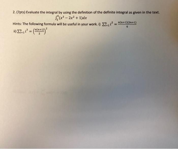Solved Section 5.2: The Definite Integral 1. (4pts) Evaluate | Chegg.com