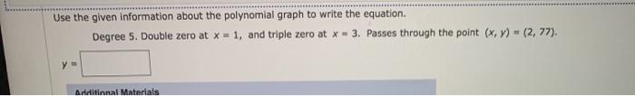 Solved Use the given information about the polynomial graph | Chegg.com