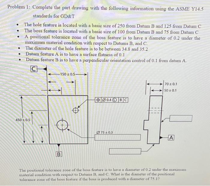 Problem 1: Complete the part drawing with the | Chegg.com