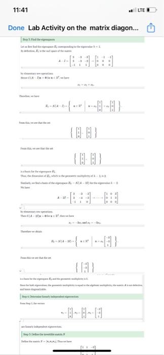 Solved Done Lab Activity on the matrix diagon... Example of | Chegg.com