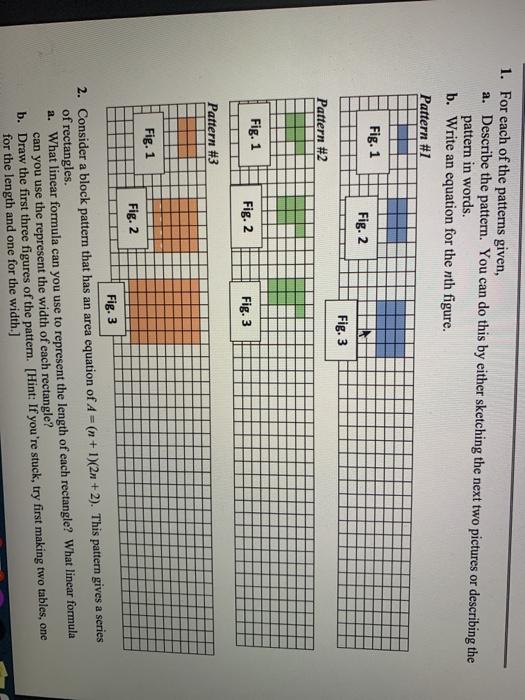 Solved 1. For each of the patterns given, a. Describe the | Chegg.com
