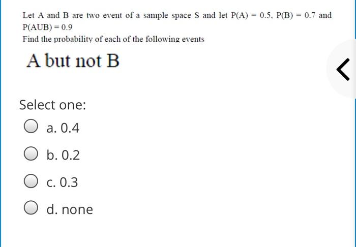 Solved Let A And B Are Two Event Of A Sample Space S And Let | Chegg.com