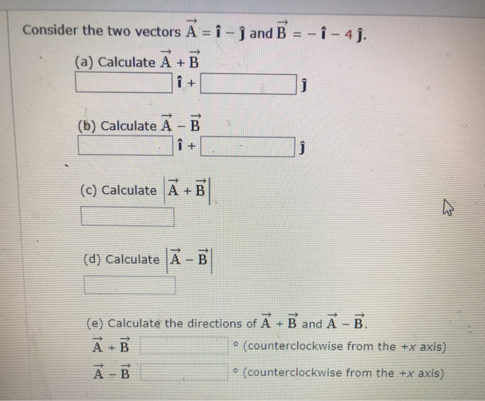 Solved Consider The Two Vectors Ā=i- J And B = -- 4j. (a) | Chegg.com