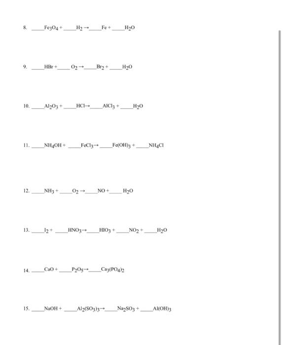 Solved CHEMISTRY / BALANCING EQUATIONS - Set 1 Date: Per: | Chegg.com