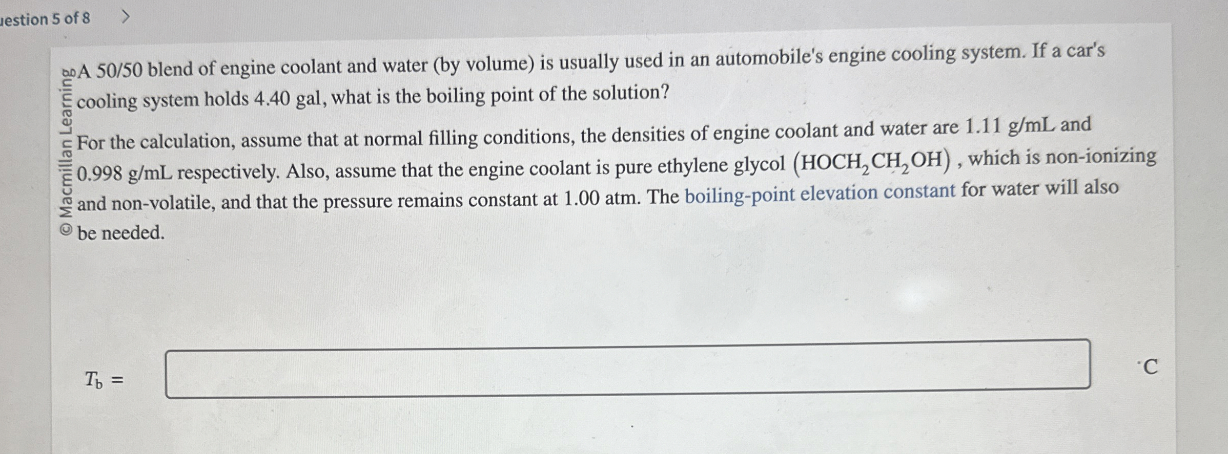 Solved cooling system holds 4.40 ﻿gal , ﻿what is the boiling