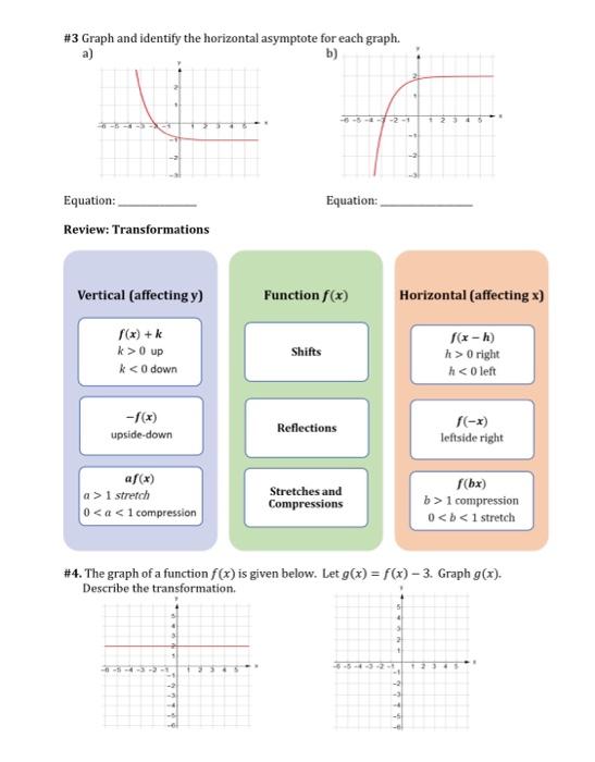 Solved #3 Graph and identify the horizontal asymptote for | Chegg.com