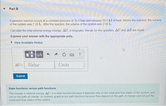 Solved Part B A Gaseous Reaction Occurs At A Constant | Chegg.com