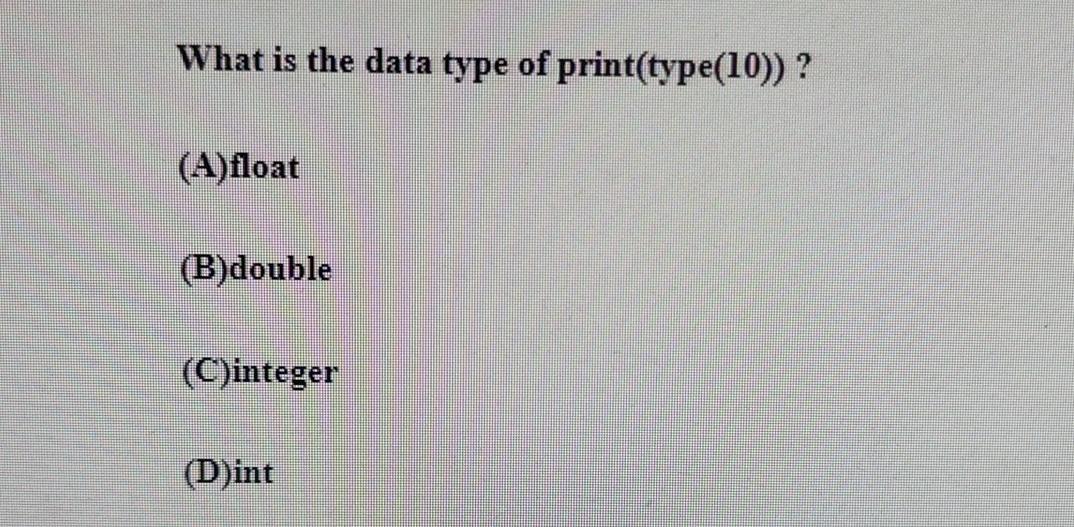 Solved What is the data type of