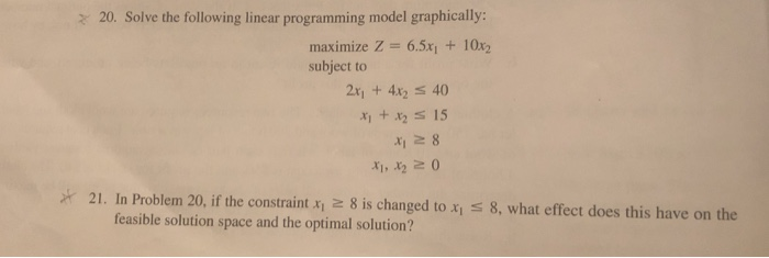 Solved 7 20. Solve the following linear programming model | Chegg.com