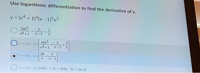 Solved Use logarithmic differentiation to find the | Chegg.com