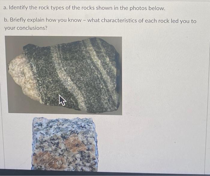 Solved A. Identify The Rock Types Of The Rocks Shown In The | Chegg.com