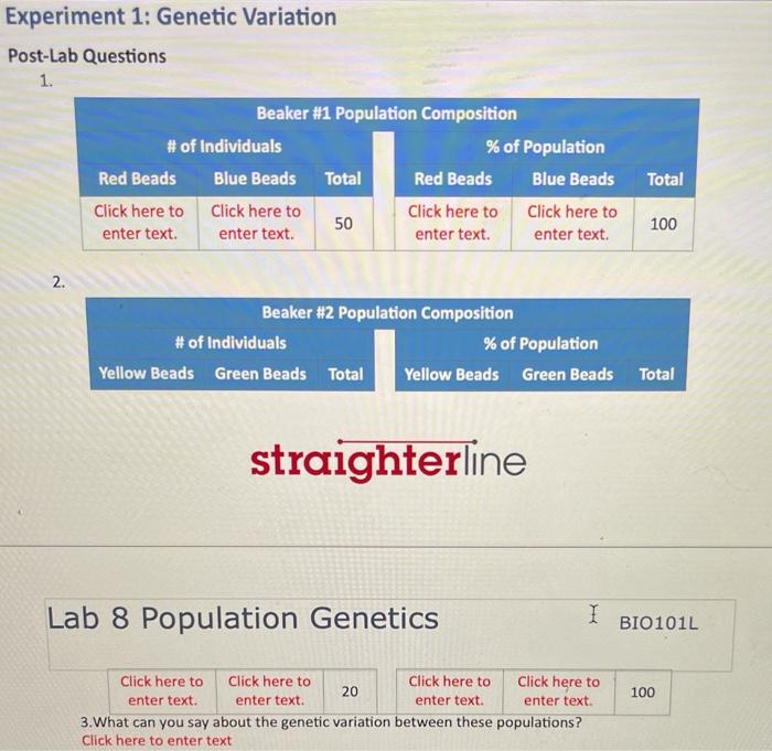 experiment 1 genetic variation