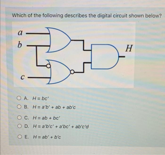 Solved Which Of The Following Describes The Digital Circuit | Chegg.com