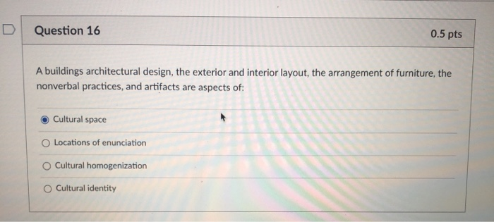 Solved Question 16 0.5 pts A buildings architectural design, | Chegg.com