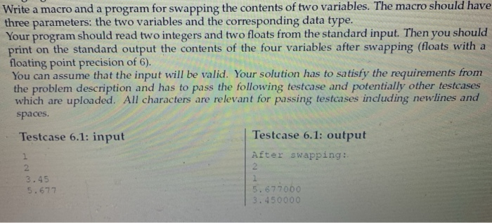 Solved Write a macro and a program for swapping the contents | Chegg.com