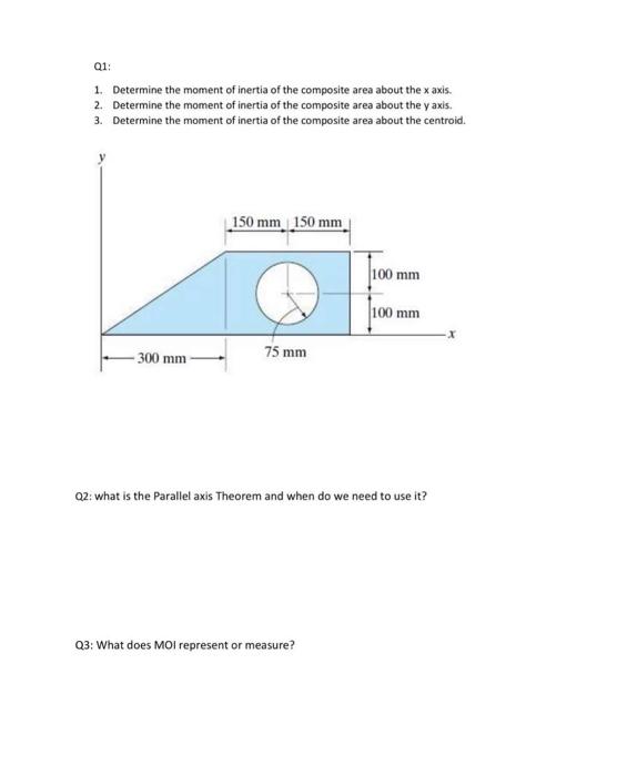 Solved Q1: 1. Determine the moment of inertia of the | Chegg.com