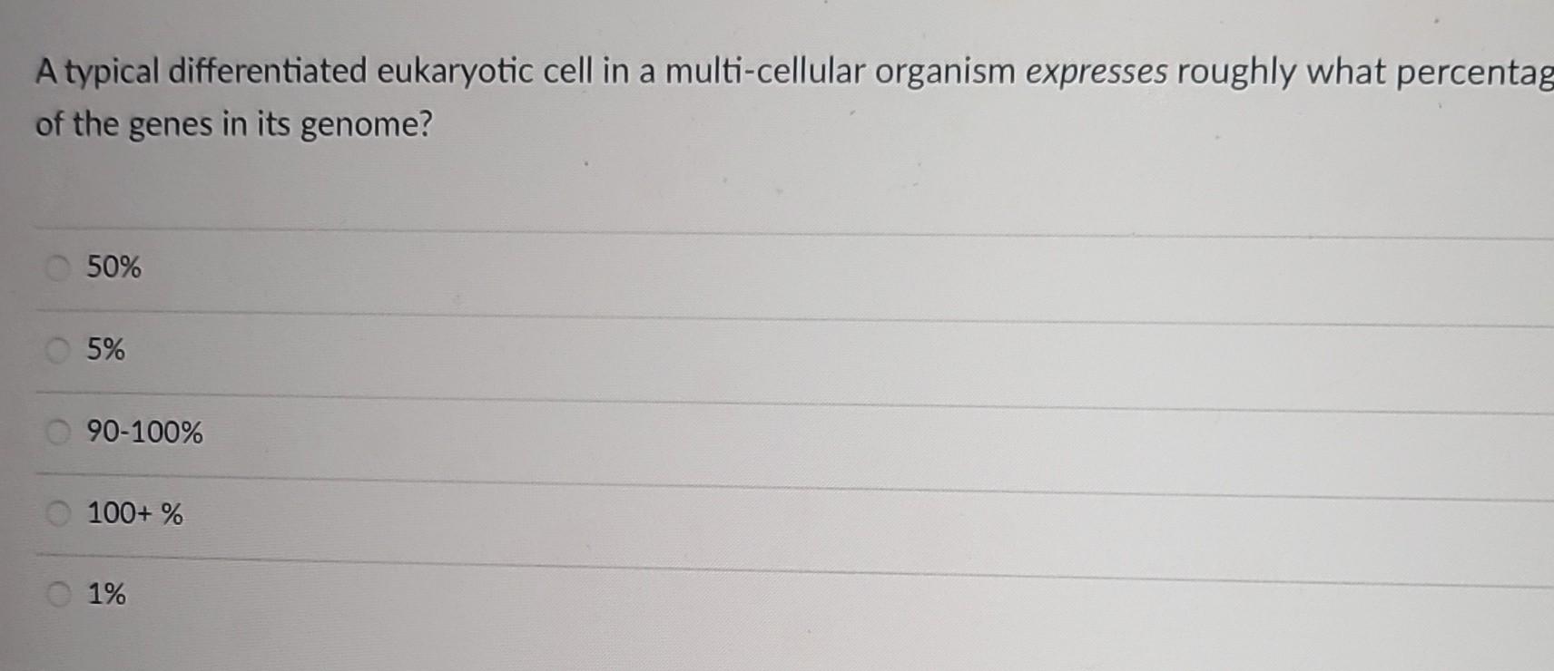 Solved A typical differentiated eukaryotic cell in a | Chegg.com
