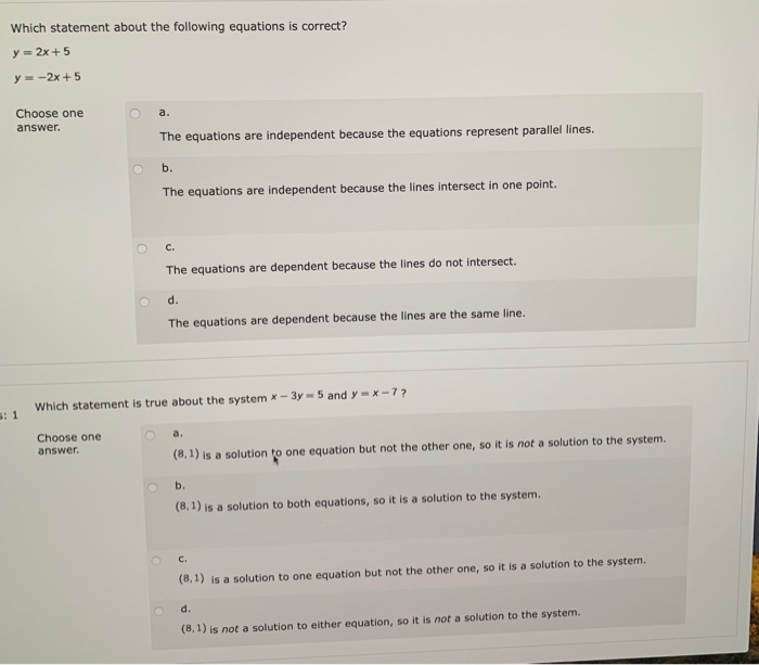 Solved Which statement about the following equations is | Chegg.com