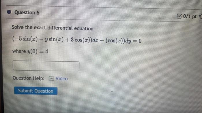 Solved Solve the exact differential equation | Chegg.com