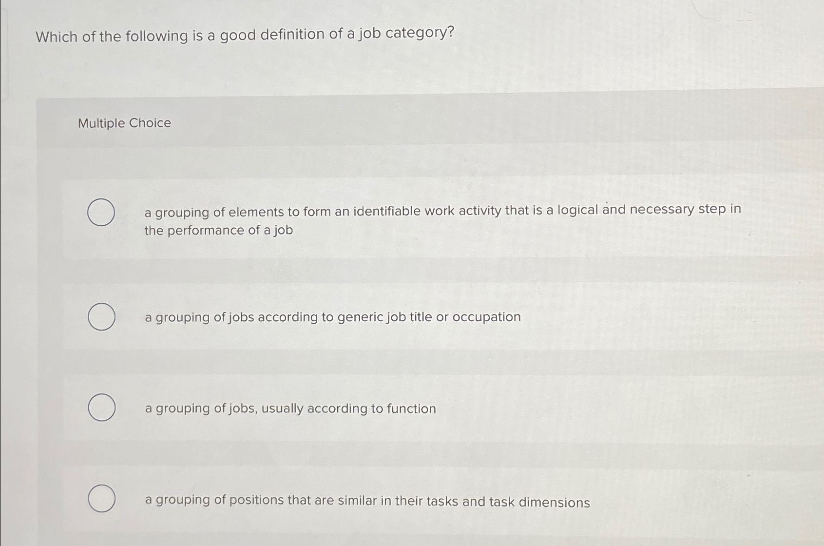 Solved Which of the following is a good definition of a job | Chegg.com