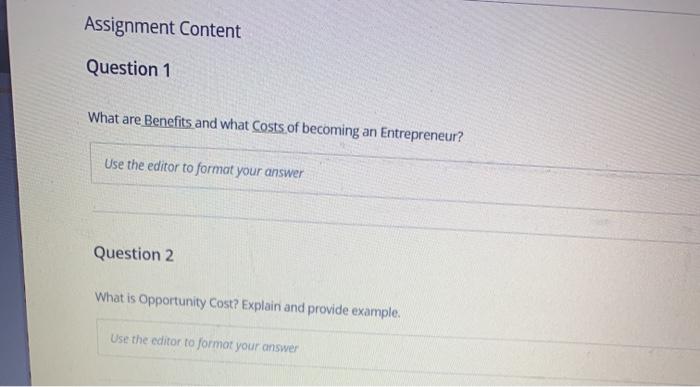 Solved Assignment Content Question 1 What are Benefits and | Chegg.com