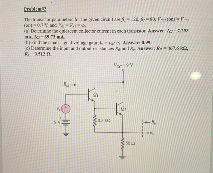 Solved Problem#2 The transistor parameters for the given | Chegg.com