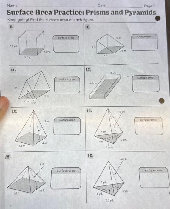 lesson 7 problem solving practice surface area of pyramids