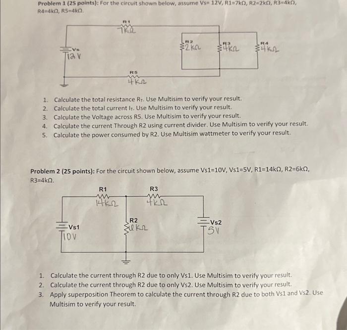 Solved Problem 1 (25 points): For the circuit shown below, | Chegg.com