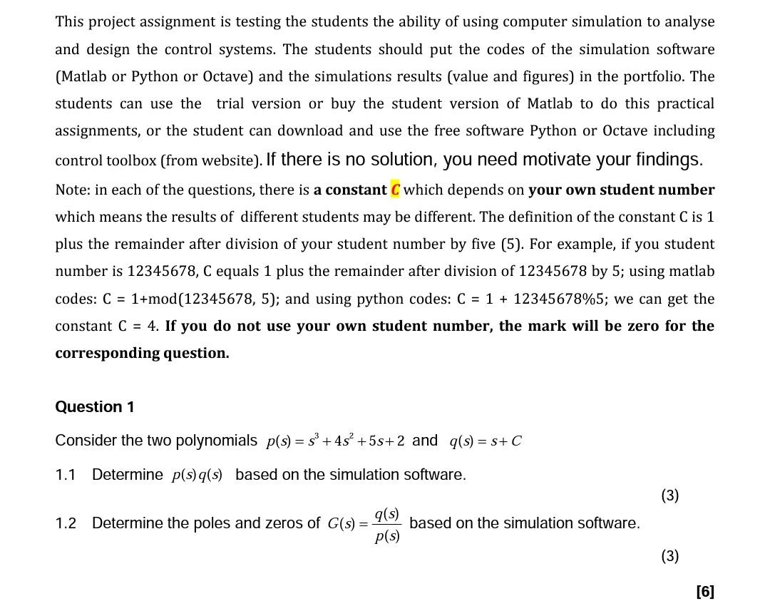 Solved C=1 please use Matlab to solve 1.1 and 1.2. Please | Chegg.com