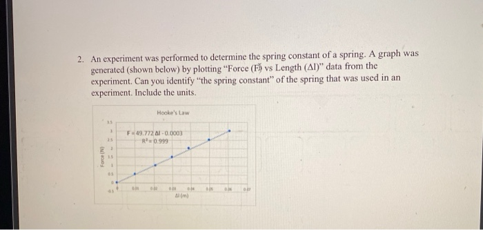 Solved 2. An experiment was performed to determine the | Chegg.com