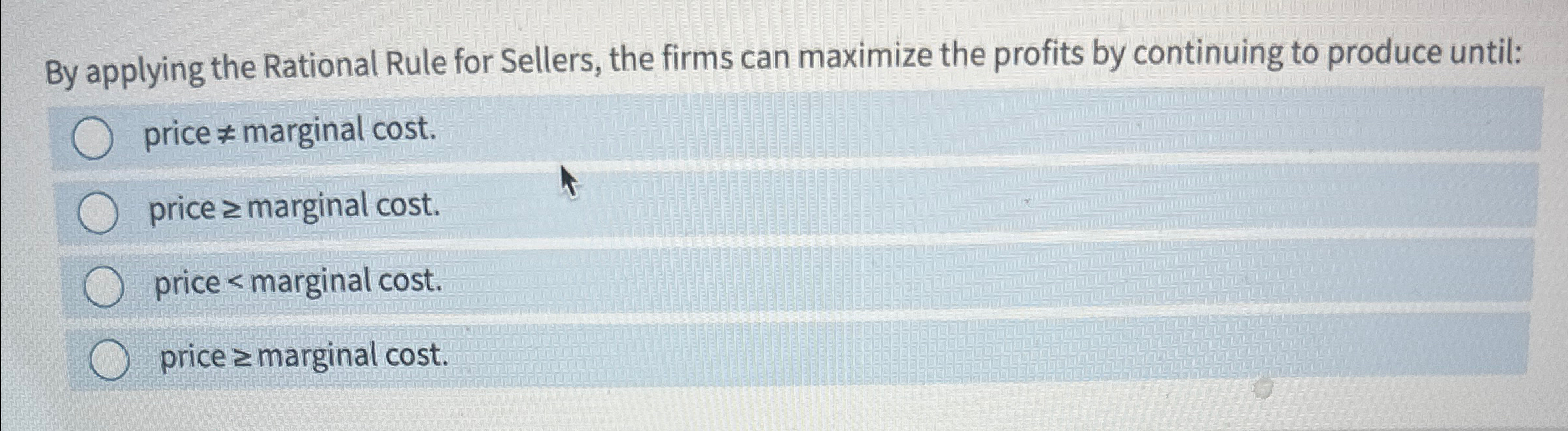 Solved By applying the Rational Rule for Sellers, the firms | Chegg.com