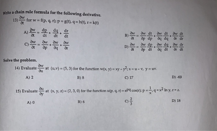 chain rule formula u v