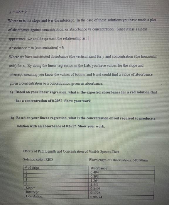 Solved Y Mx B Where M Is The Slope And B Is The Chegg Com