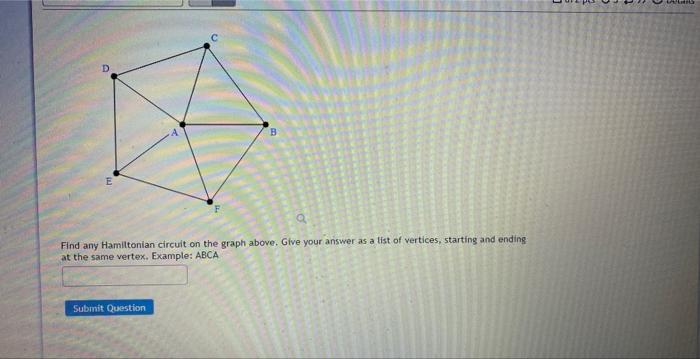 Find any Hamiltonian circuit on the graph above. Give your answer as a list of vertices, starting and ending at the same vert