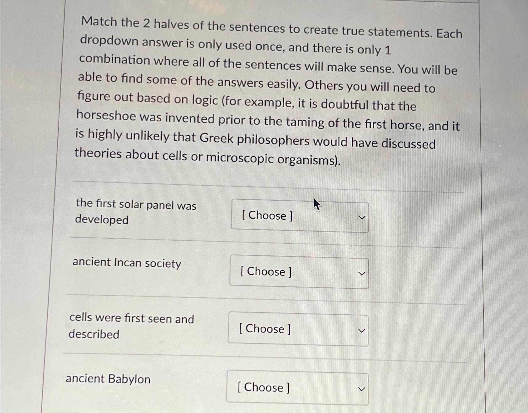 Solved Match the 2 ﻿halves of the sentences to create true | Chegg.com