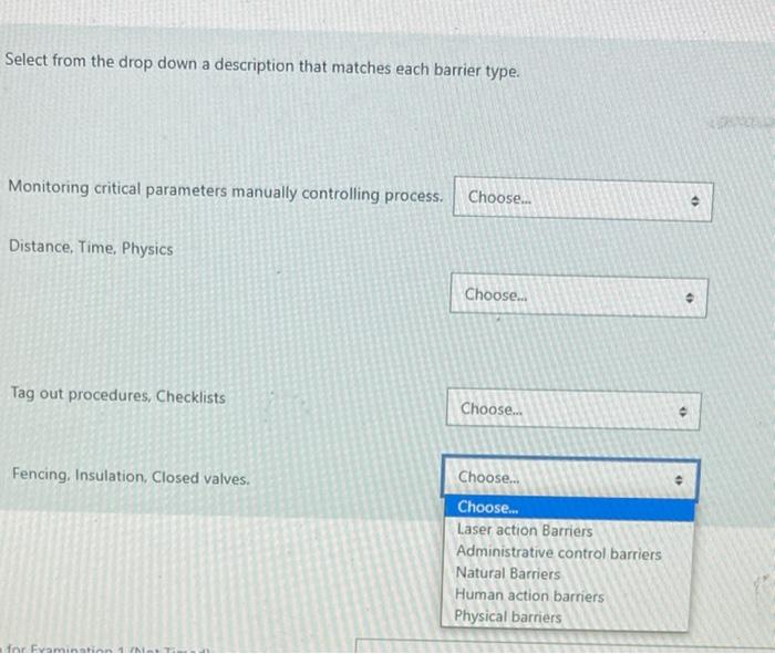 Solved Select from the drop down a description that matches | Chegg.com