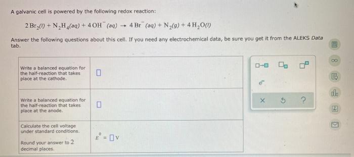 A Galvanic Cell Is Powered The Following Redox Chegg 