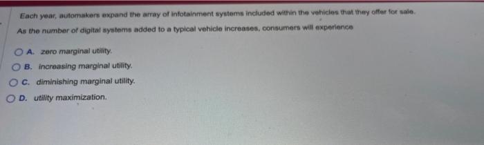 Solved Each year, automakers expand the array of | Chegg.com