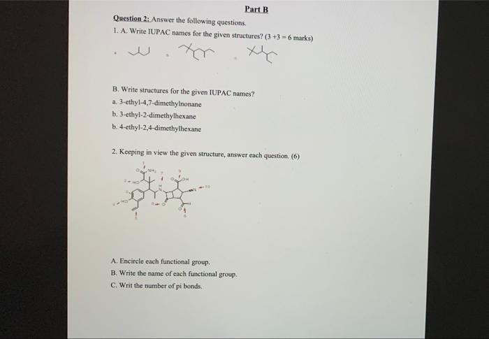 Solved Part B Question 2: Answer The Following Questions. 1. | Chegg.com