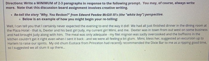 Minimum Writting Example Directions: Write a MINIMUM of 2-3 paragraphs in | Chegg.com