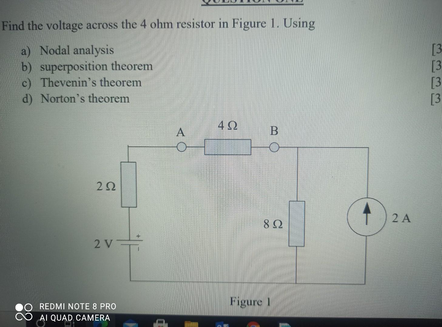 Solved Find The Voltage Across The 4 Ohm Resistor In Figure | Chegg.com