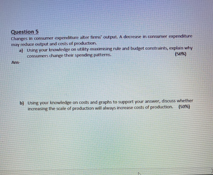 Solved Question 5 Changes in consumer expenditure alter | Chegg.com