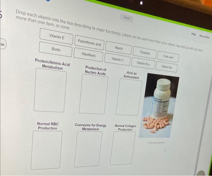 Solved Drop each vitamin into the box Protein/Amino Acid