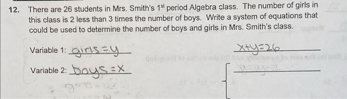 Solved 12. There are 26 students in Mrs. Smith's 1st period | Chegg.com