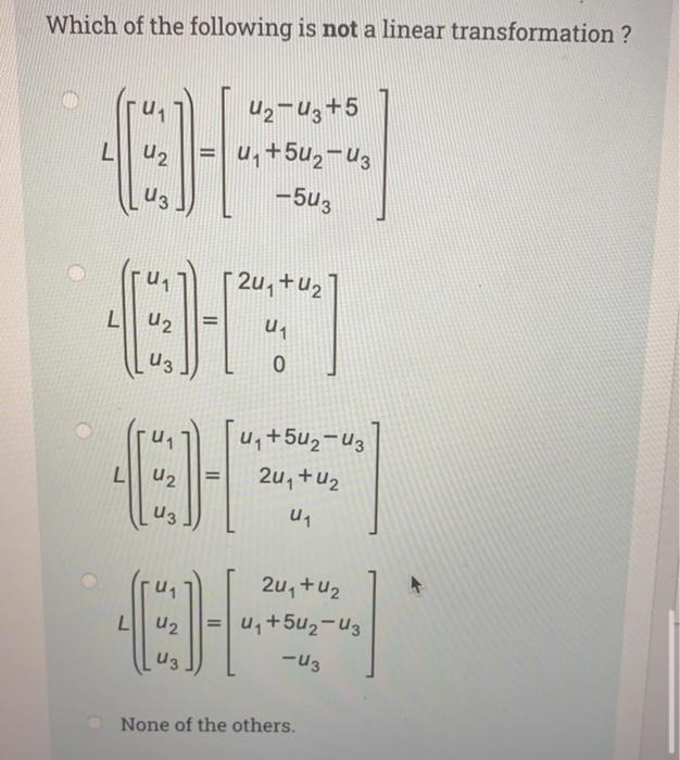 Solved Which of the following is the standard matrix | Chegg.com