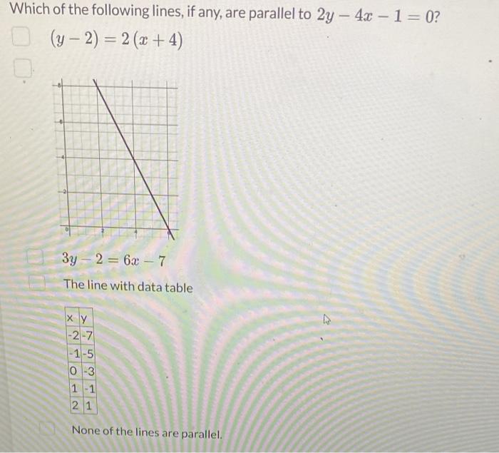 Solved Which of the following lines, if any, are parallel to | Chegg.com