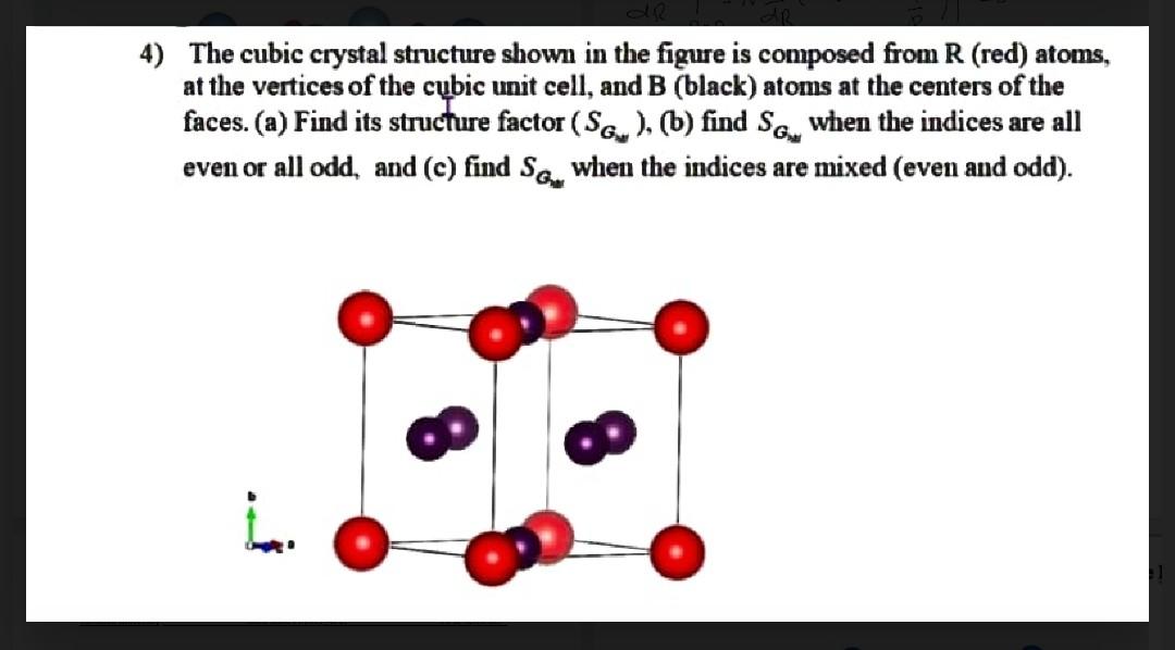 Solved 4) The cubic crystal structure shown in the figure is | Chegg.com